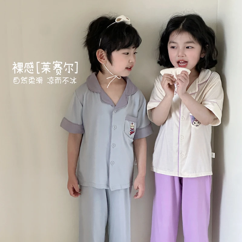 儿童家居服夏季薄款透气男童女童卡通动漫翻领居家服 DXAJ5203