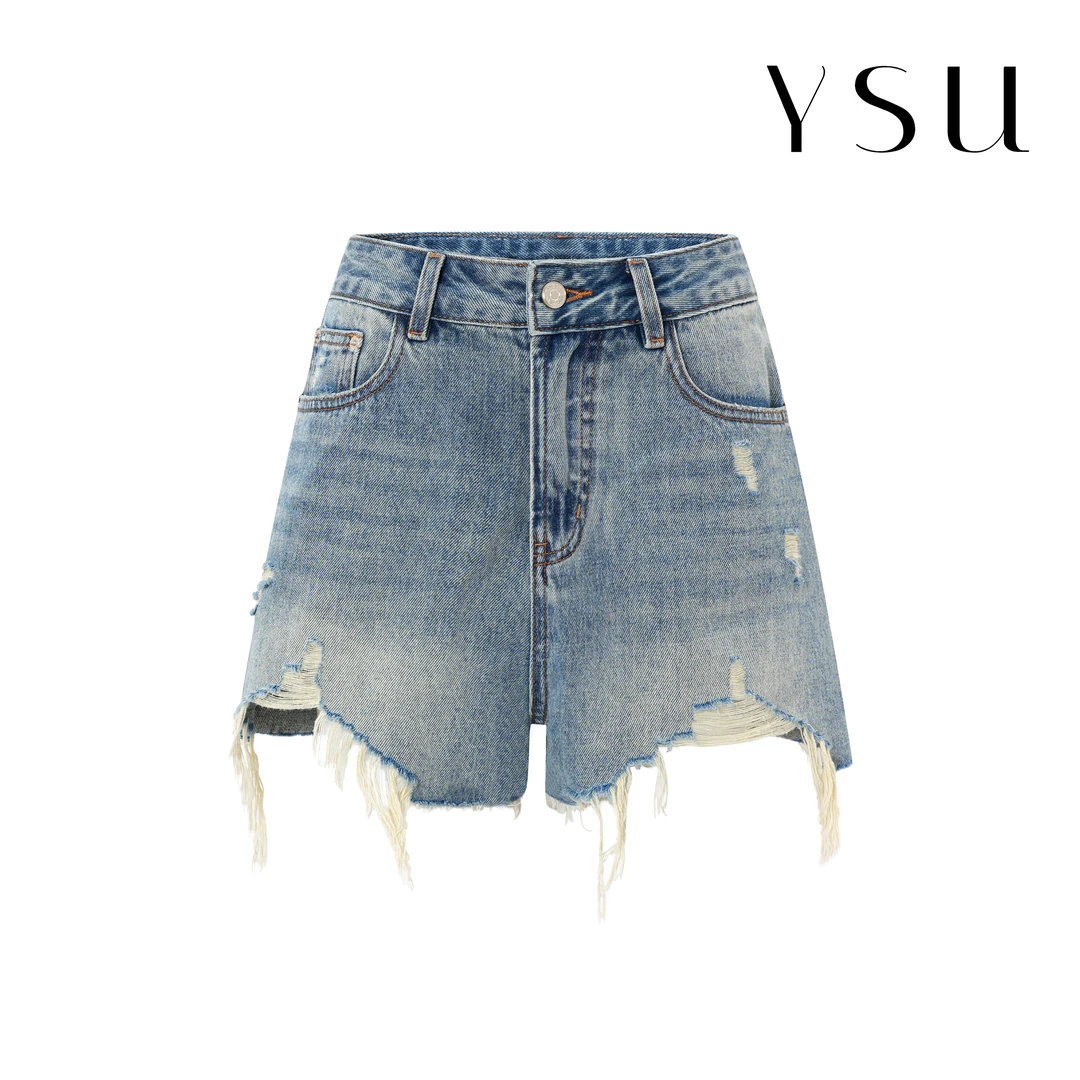 【余书】“派对时刻”破边设计感牛仔短裤Y303629