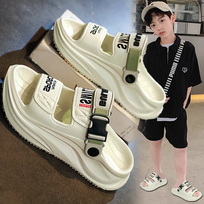 36l℃断码男童拖鞋男孩防滑防臭沙滩鞋儿童凉拖大童两穿一字拖轻便