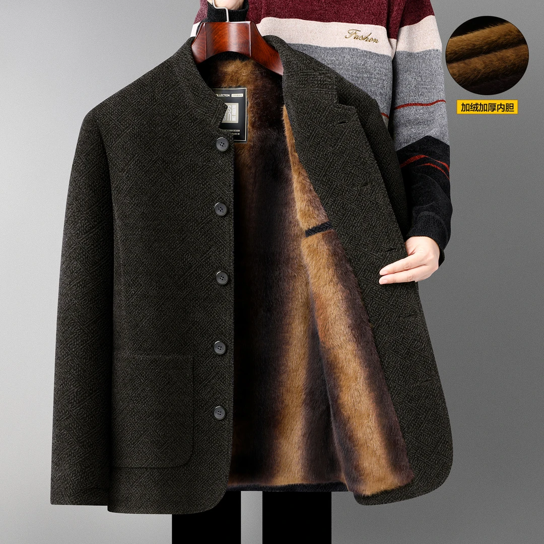 撒内摩劳轻奢冬装外套2025新款棉服冬季加厚保暖棉衣男士棉袄毛呢