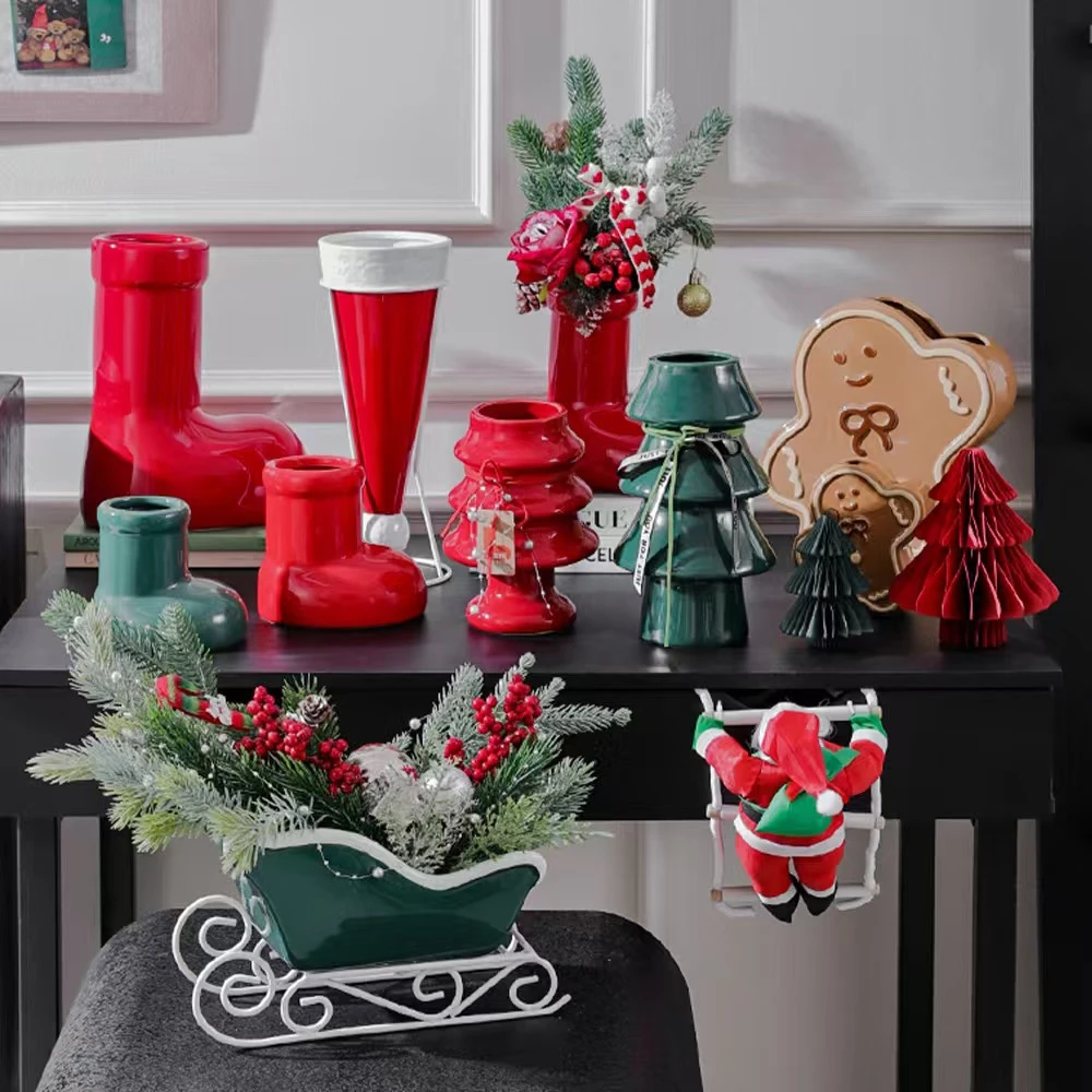 圣诞节氛围感花瓶/景德镇陶瓷花瓶