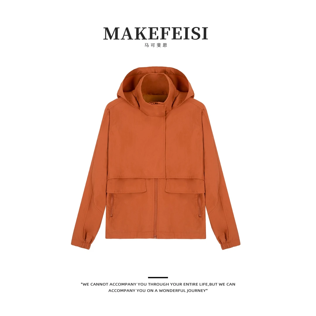 老钱风立体拼接连帽冲锋衣工装风短款外套WT267