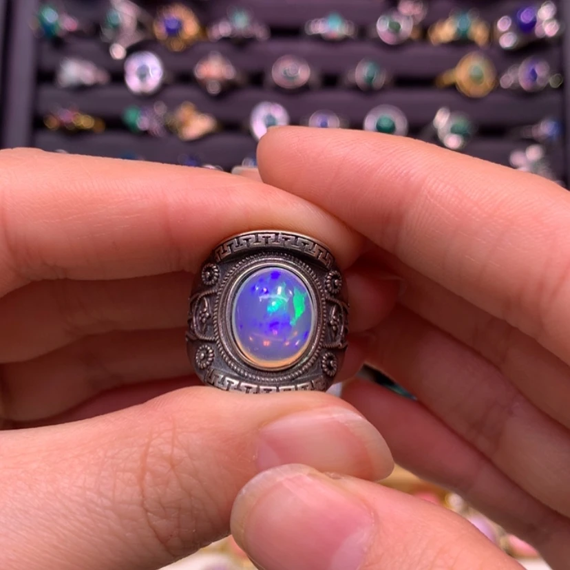 【闪购商品】欧泊戒指款式银S925镶嵌贪****间