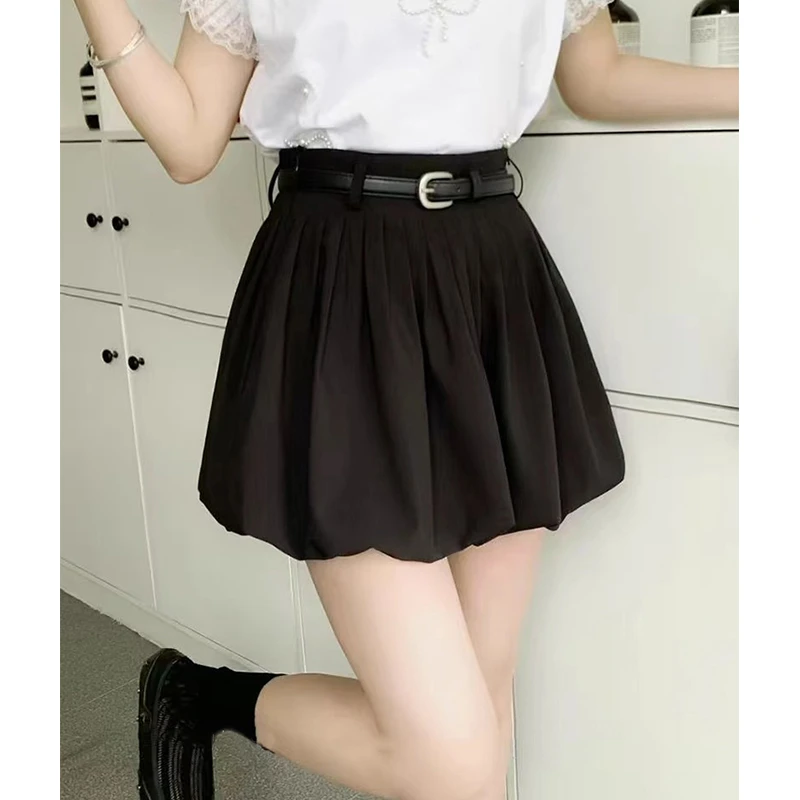 韩版夏季花苞裙短裙女新款小个子高腰显瘦a字裙百搭蓬蓬裙半身裙