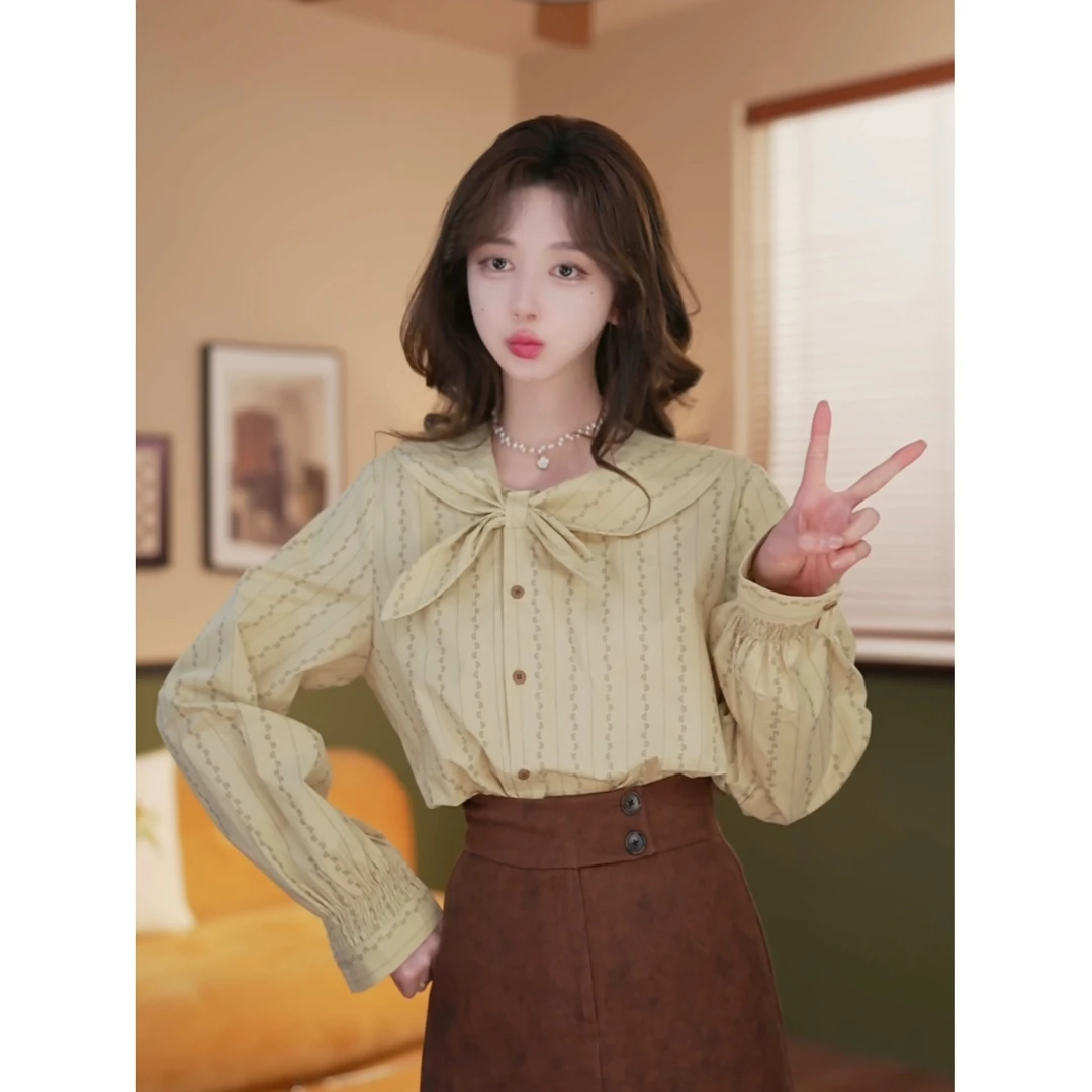 余紫绮【草木】春季新款长袖衬衫女百搭上衣ZF1102292