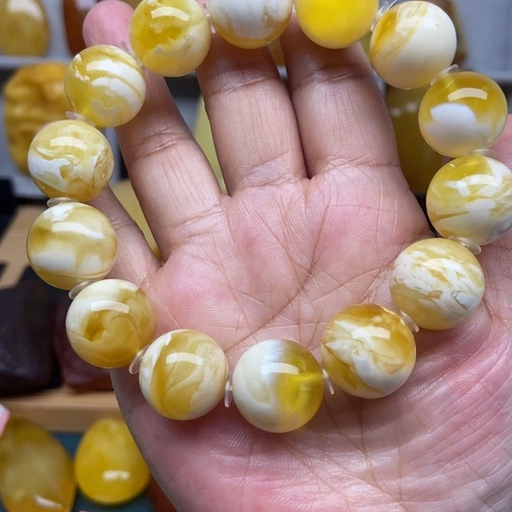 琥珀未镶嵌裸石手串