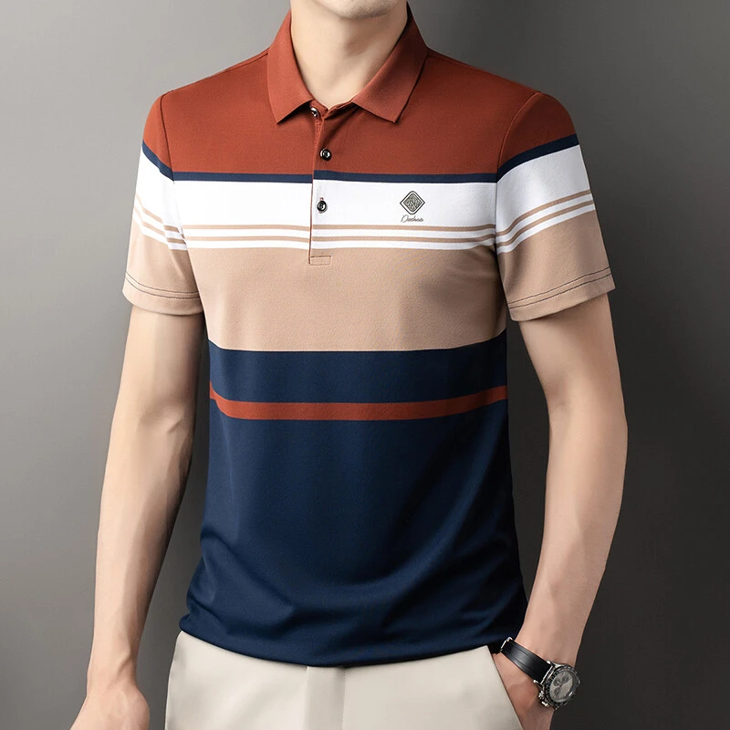 2025短袖T恤男夏季新款韩版修身薄款翻领POLO衫休闲青年打底衫男