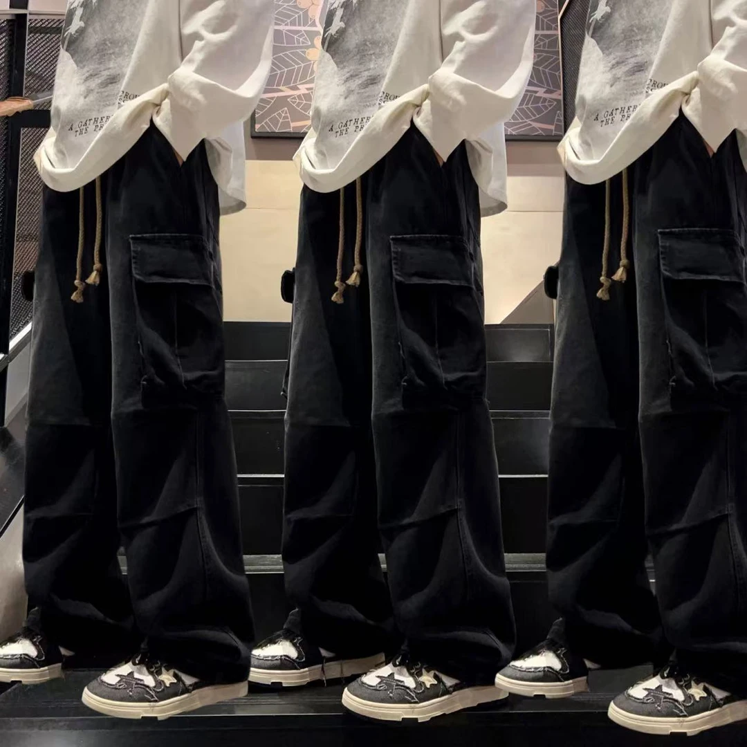 牛仔裤男款爆款2025新款男士工装直筒宽松阔腿青少年美式高街裤子