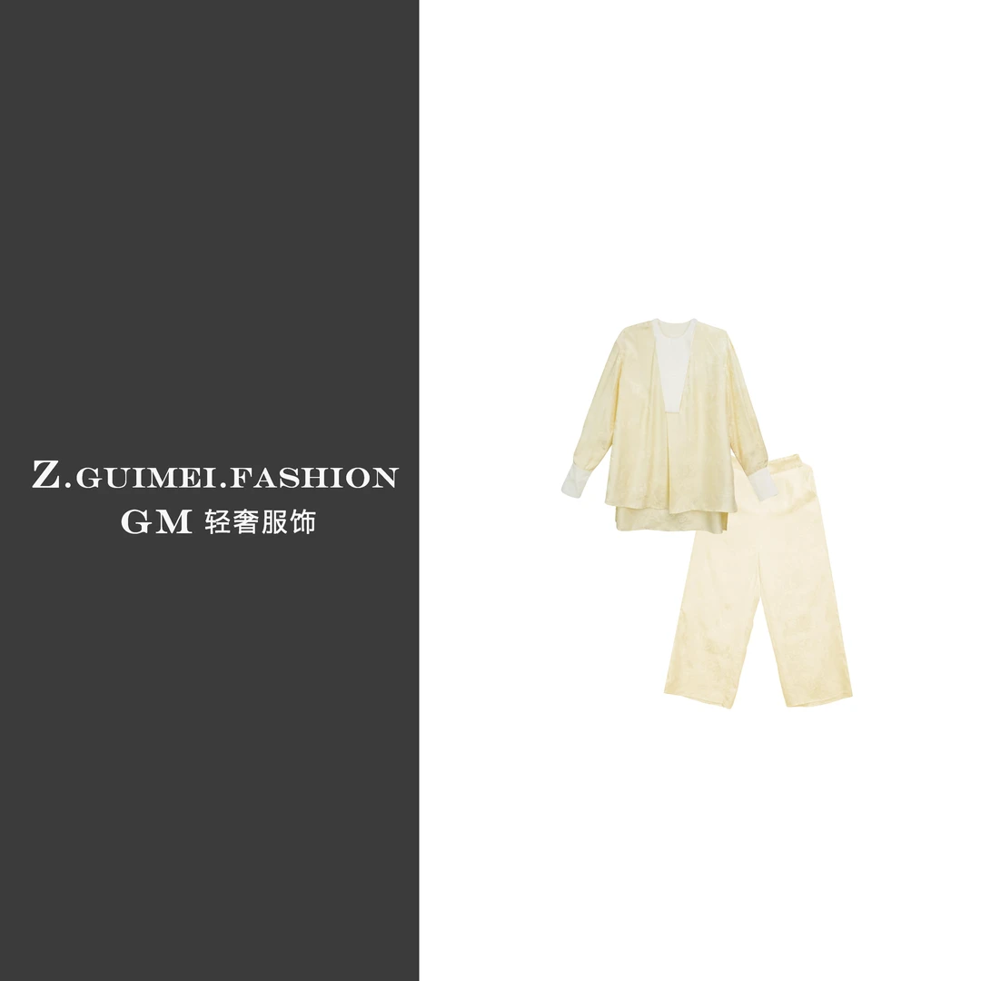 【肆姐高定】设计师款动物森林提花真丝衬衫套装XY2627