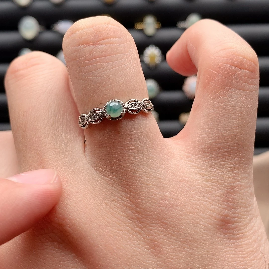 翡翠戒指银S925镶嵌0279