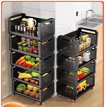 厨房架菜篮，落地式多层家用可移动多功能果蔬贮藏车