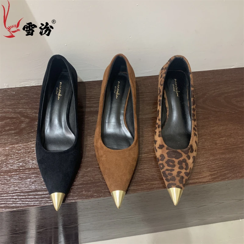 气质时尚休闲高跟鞋粗跟低跟平底百搭黑色舒适细跟雪汾冬季韩版方