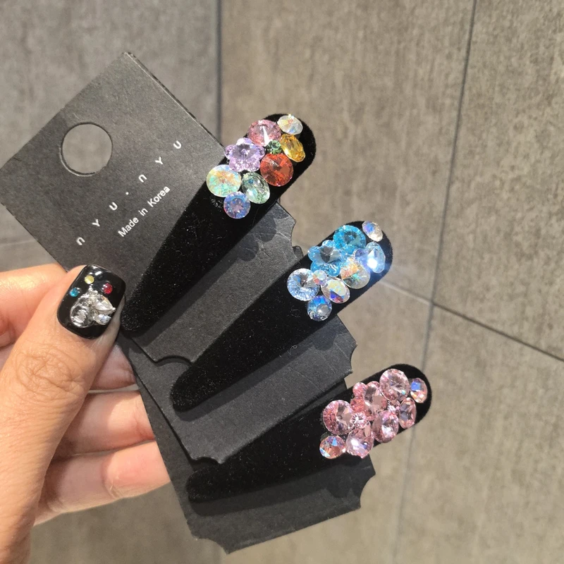 韩丝绒BB夹高级感施家闪钻发夹刘海夹侧边夹时尚发饰头饰小众闪闪