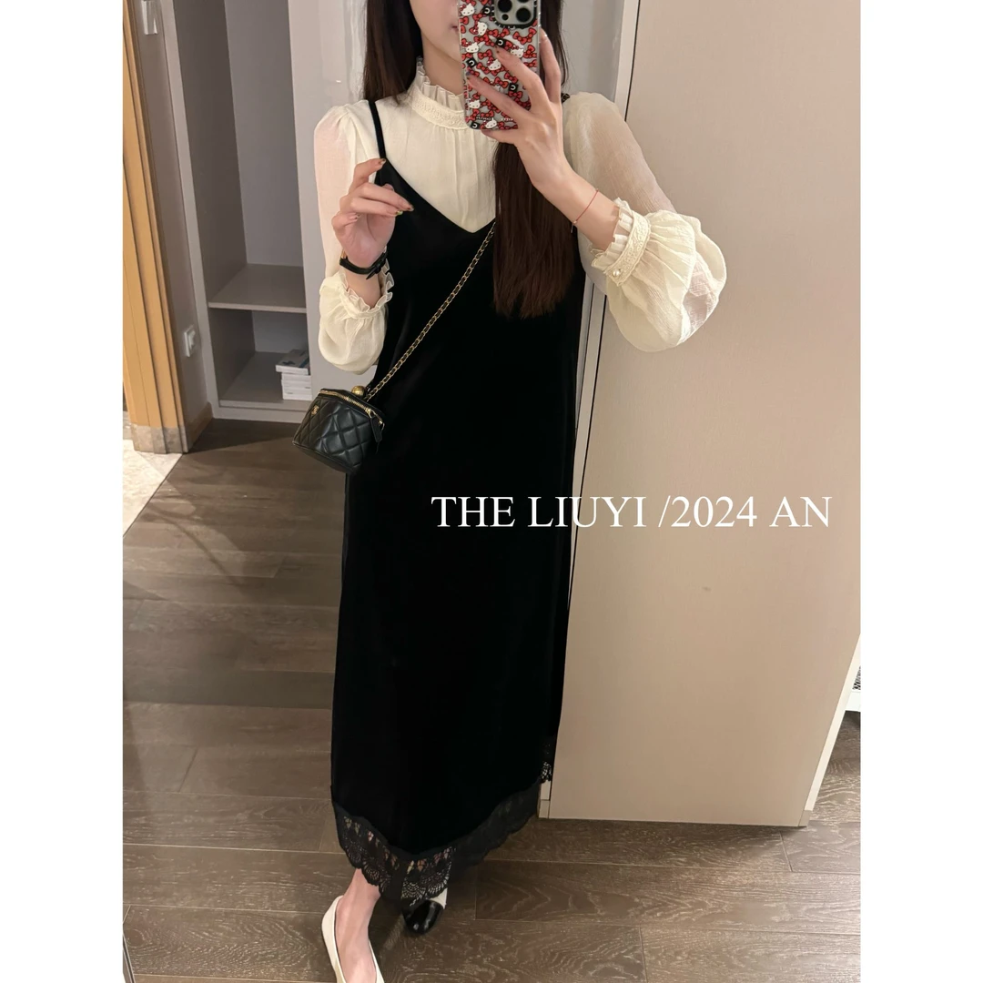 【LIUYI】美神降临～秋冬丝绒吊带连衣裙48224