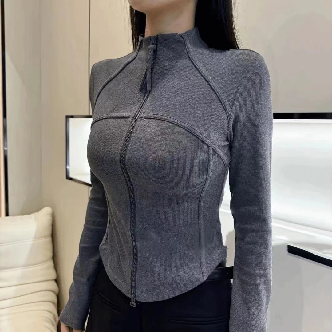 立领鱼骨收腰修身显瘦好身形运动减龄长袖秋冬百搭短打底外套上衣