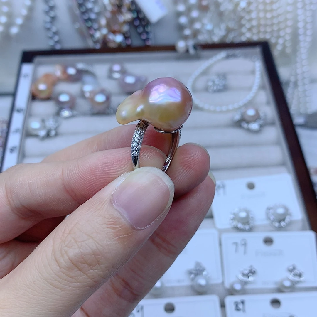 【闪购商品】银S925镶嵌戒指淡水珍珠
