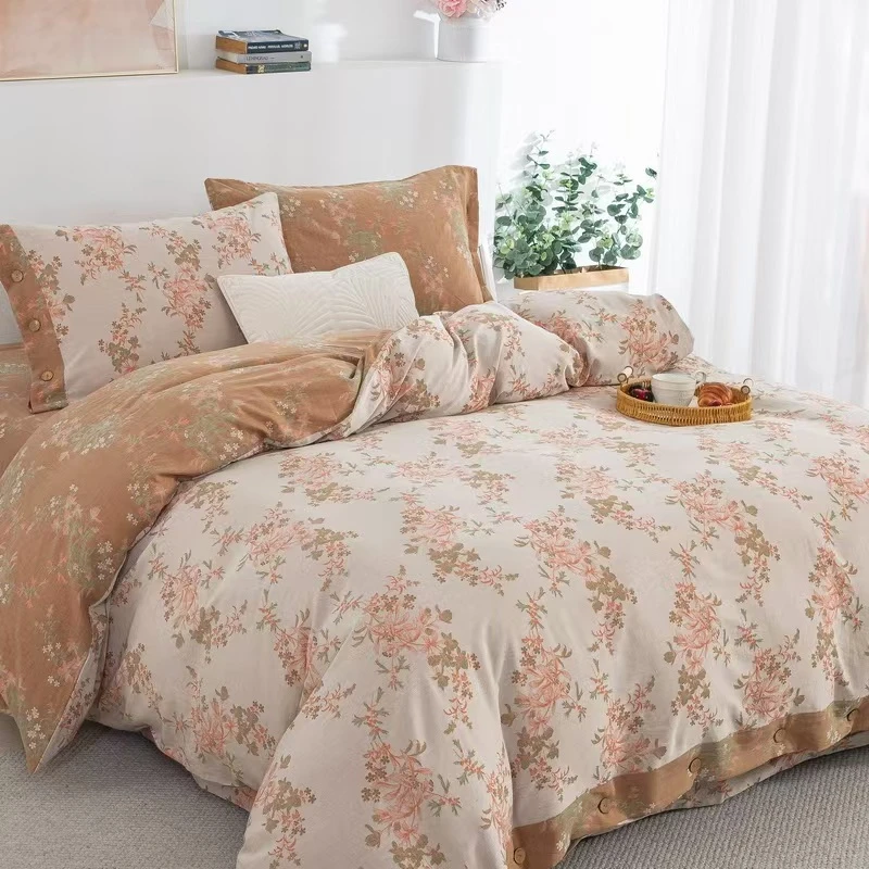 清雅豆沙夏被 200*230精梳双面绗缝被纯棉80支贡缎双层纱夏凉被