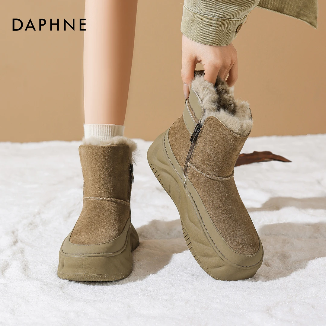 达芙妮新款厚底雪地靴女2025爆款女款短筒时尚冬季加绒保暖短靴M
