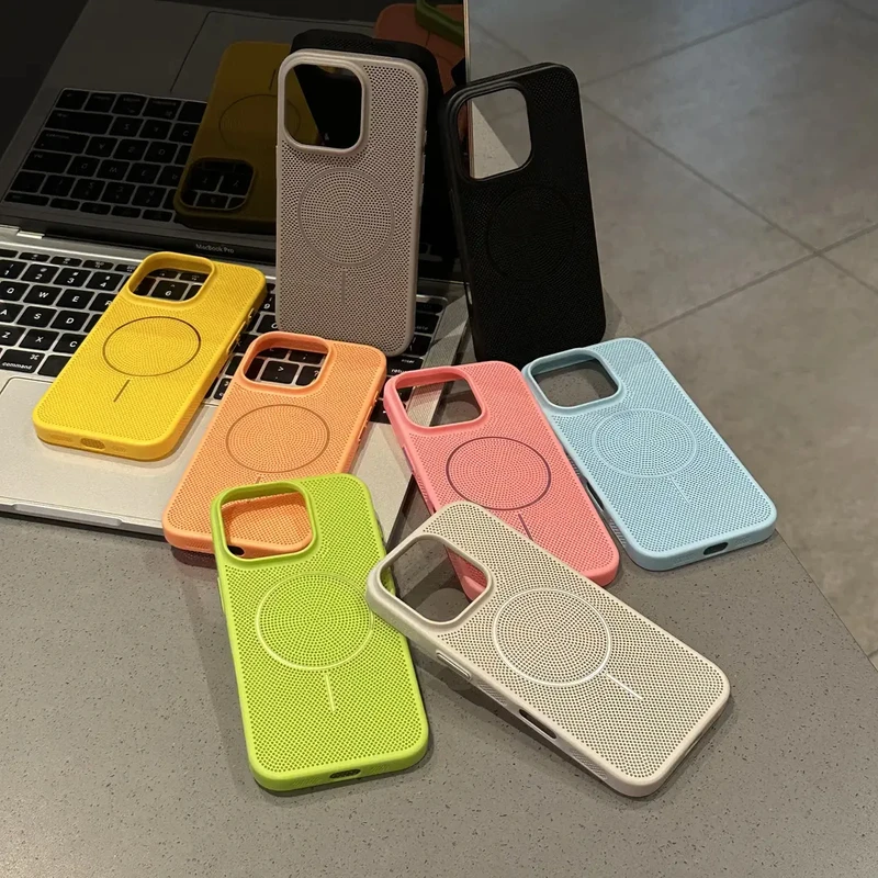 磁吸洞洞壳适用于iPhone16promax华为小米15散热磁吸手机壳防摔