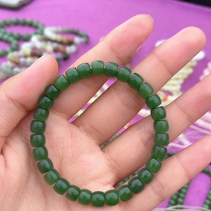 和田玉未镶嵌手串约5×7碧玉串（彬彬）