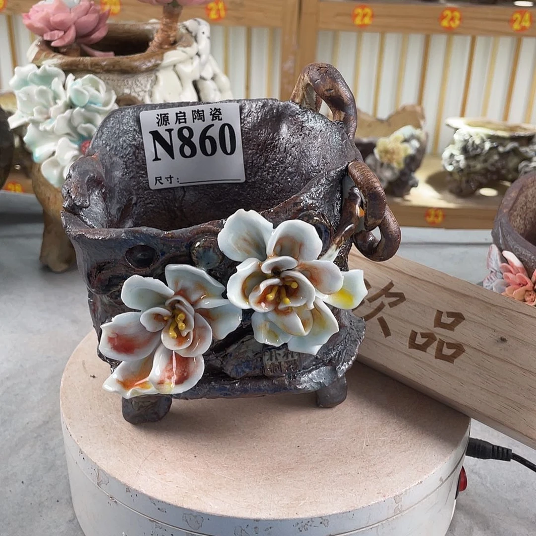 紫砂花盆景德镇陶瓷花盆860