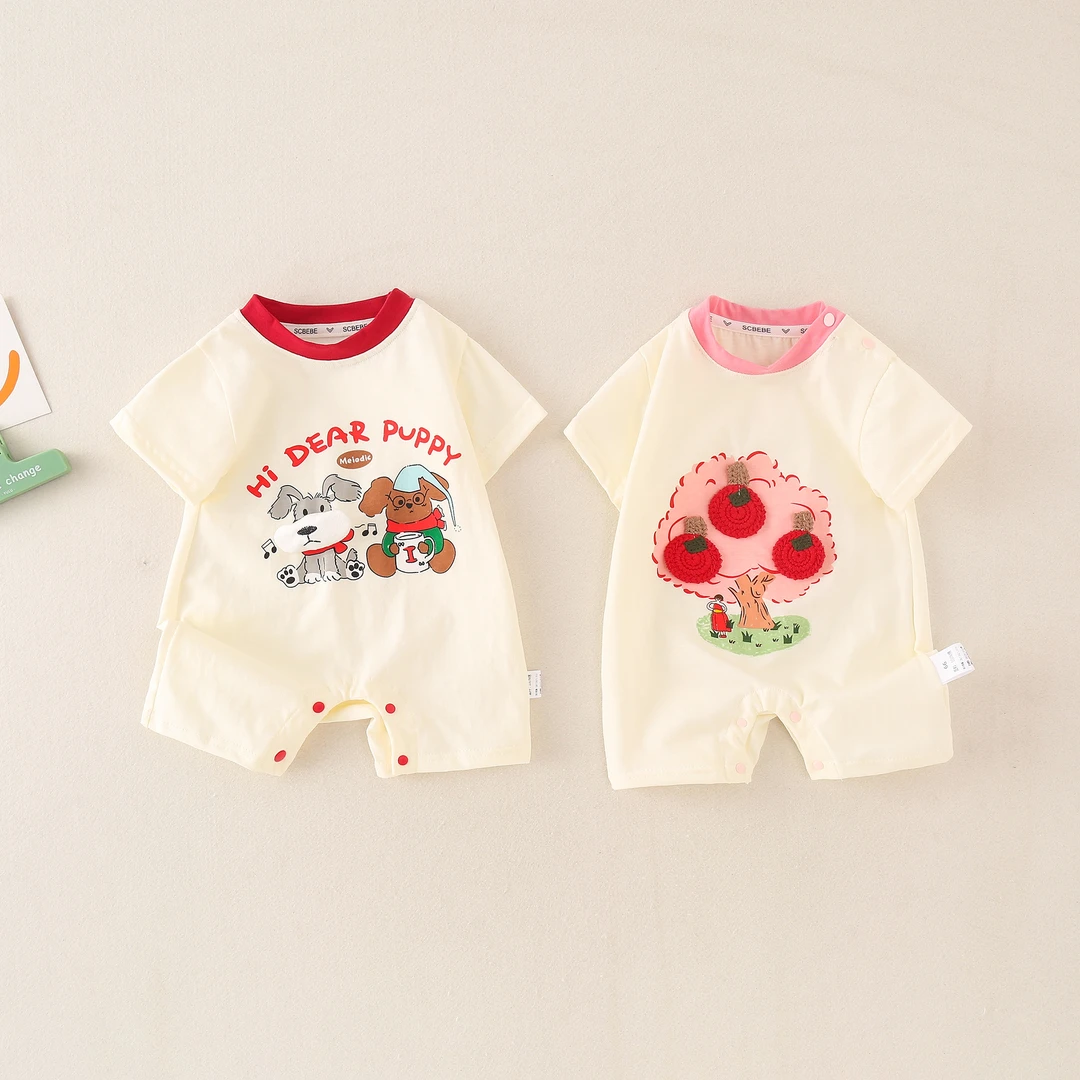 新生婴儿夏季短袖连体衣男女宝宝外出服