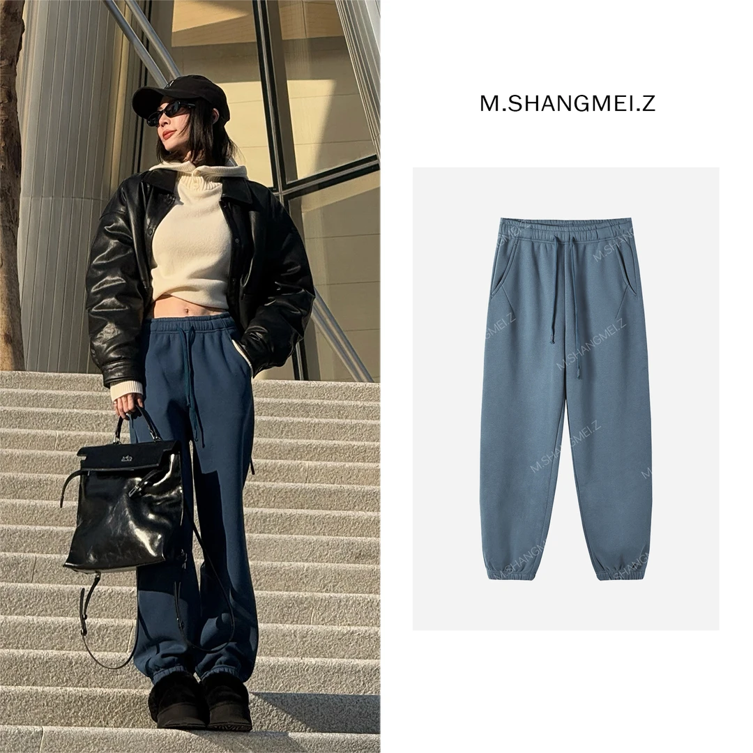 M.SHANGMEI.Z/沐熙【蓝颜悦色】美大哥洋气潮流休闲系绳卫裤X113159