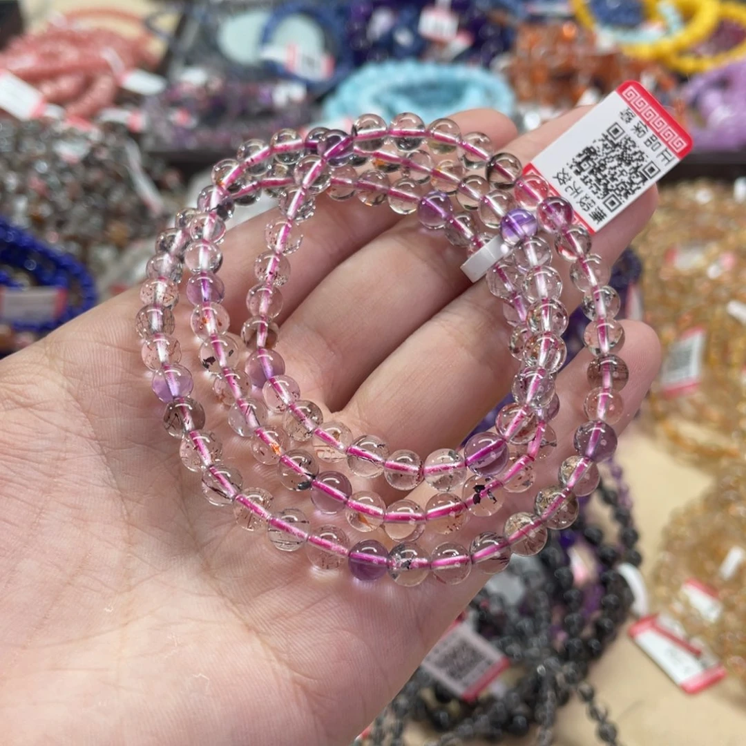 水晶手链未镶嵌超七5.8mm三圈。