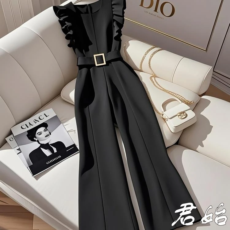 黑色背心连体裤衣服夏装新款大方得体气质名媛减龄独特裤子连衣裤