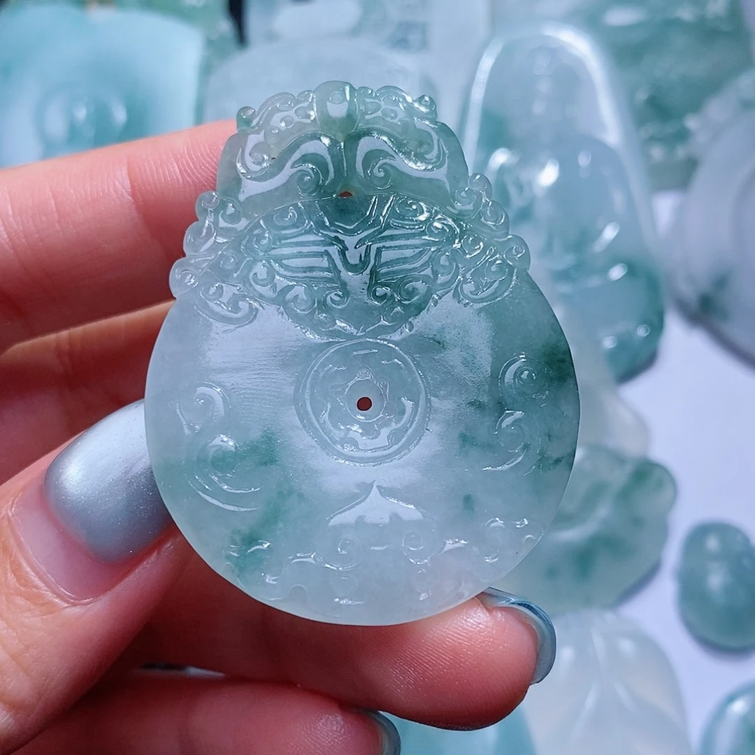 定制翡翠未镶嵌毛货付款后确认抛光