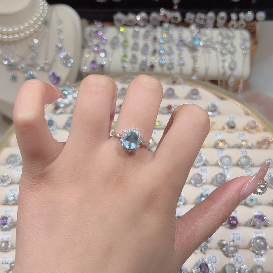 小***子托帕石戒指银S925镶嵌