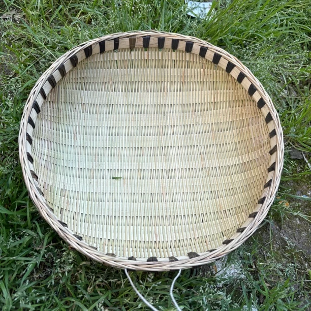 纯手工圆形全青皮竹簸箕圆形筲箕竹收纳洗菜筐家用装饰蒸饭框