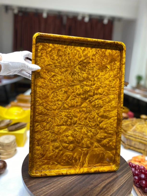缅甸黄金樟 满瘤疤独板文承盘 收纳盘 榫卯工艺