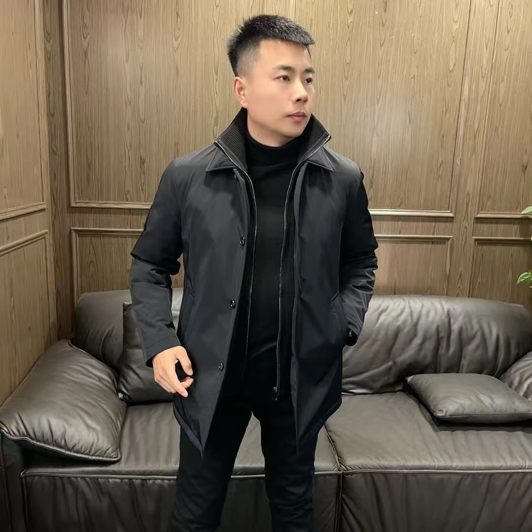 TA钴推荐 25冬季新款 SZ877 男款商务休闲中长款假两件羽绒服外套