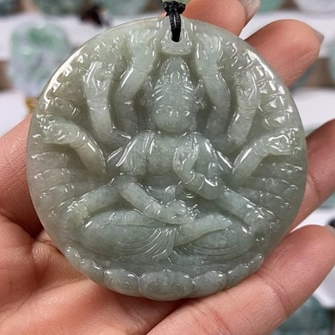 翡翠颈饰未镶嵌千手观音福利