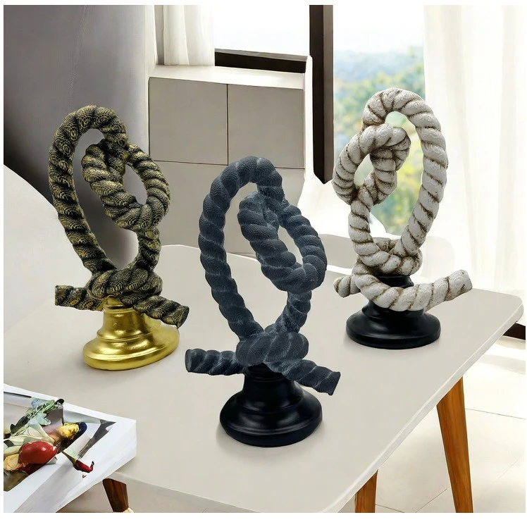 现代创意音符绳结摆件客厅家居桌面音乐室装饰玄关树脂工艺品