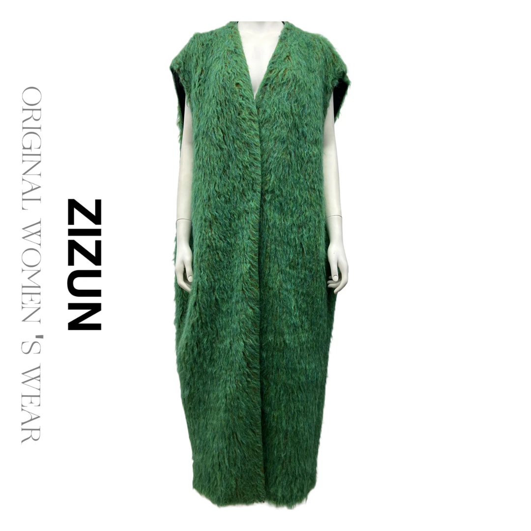 ZIZUN/姿尊冬季宽松大牌廓形无袖女士马甲外套