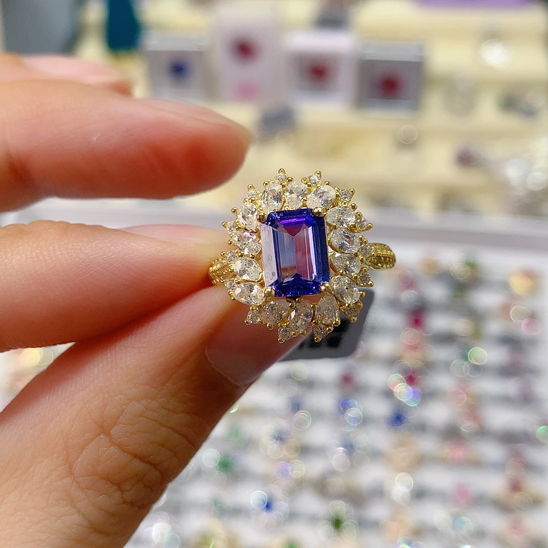 坦桑石戒指银S925镶嵌