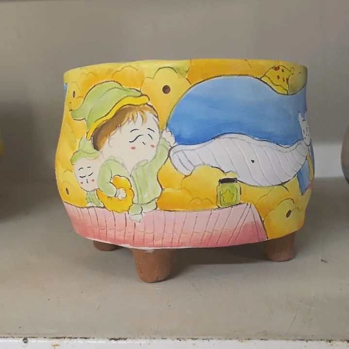 红泥花盆景德镇陶瓷