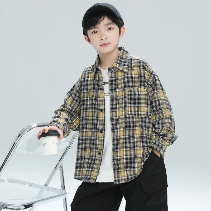 男童春秋款衬衫2025新款长袖中大儿童薄款外套潮【奇斯熊】A5131