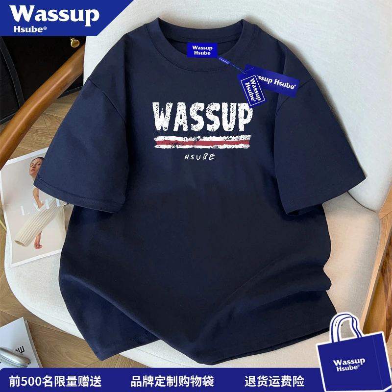 WASSUP HSUBE潮流字母印花短袖T恤男夏季oversize小众感重磅上衣