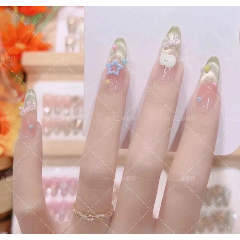 【青苹果乐园】手工穿戴甲10片装可拆卸宠粉爆款气质美甲贴W