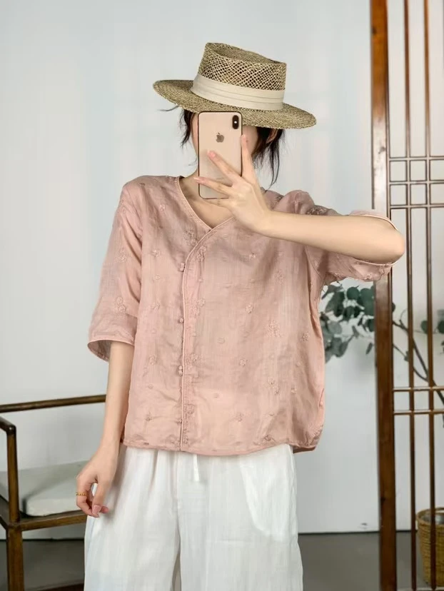 82561新款苎麻满袖上衣（衣长61左右）