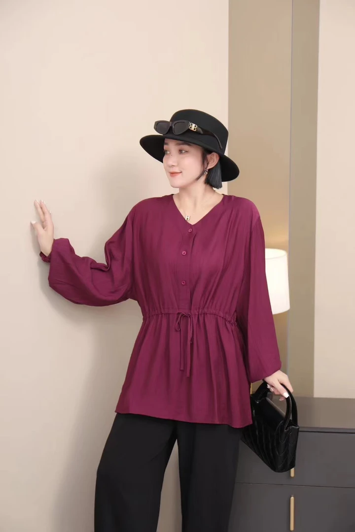 轻熟风时尚法式七分袖小衫衬衫纯色春夏气质夏季显瘦时尚套装