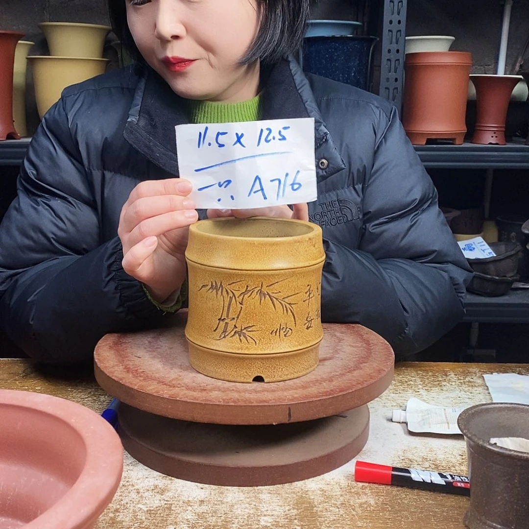 紫砂紫砂花盆一只A716