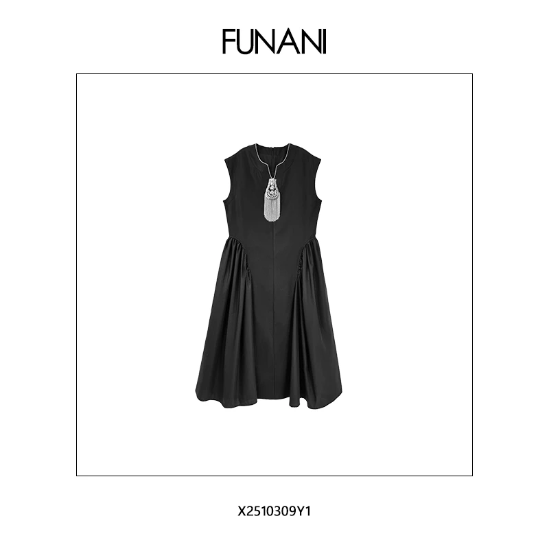 【FUNANI】 "雅典娜"奢品高定立裁重工收腰氛围感连衣裙 X2510309