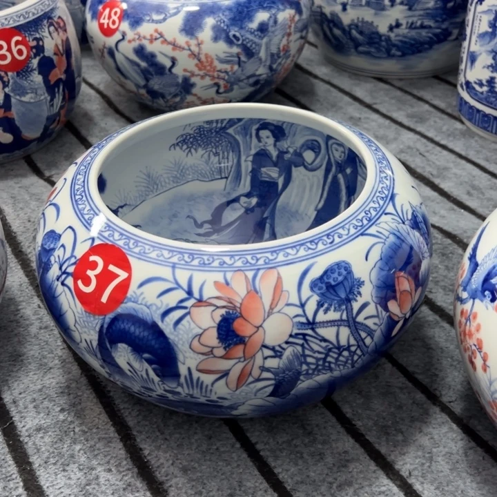 陶纪念瓷器荷花年年有鱼聚宝盆大肚子