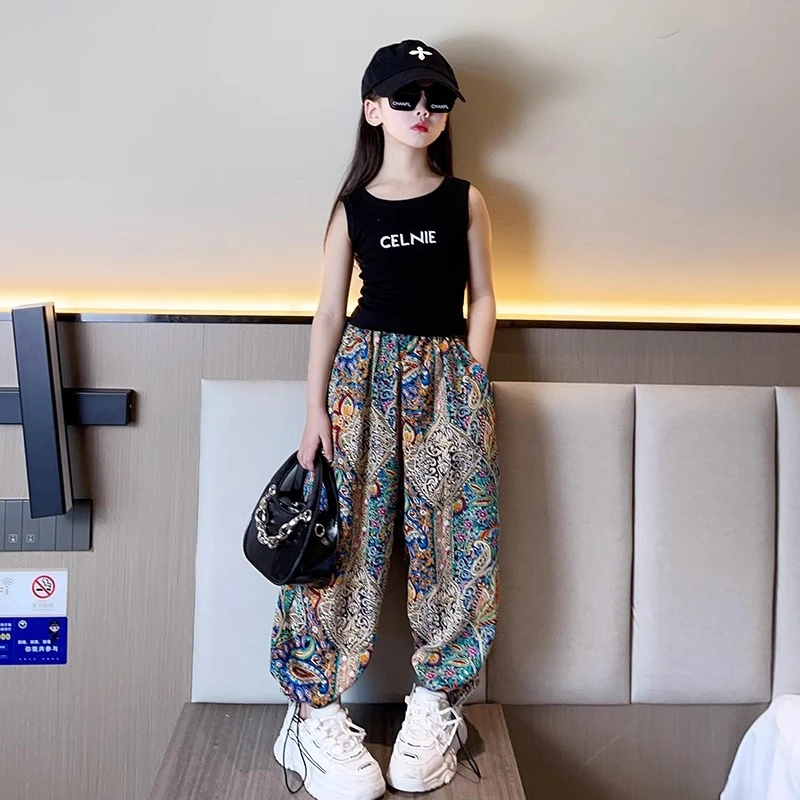 女童薄款防蚊裤2025夏季新款6-12岁15岁女孩洋气夏天九分阔腿裤