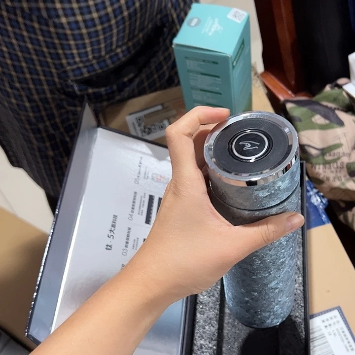 匡迪保温杯纯钛速开保温杯蓝色速开