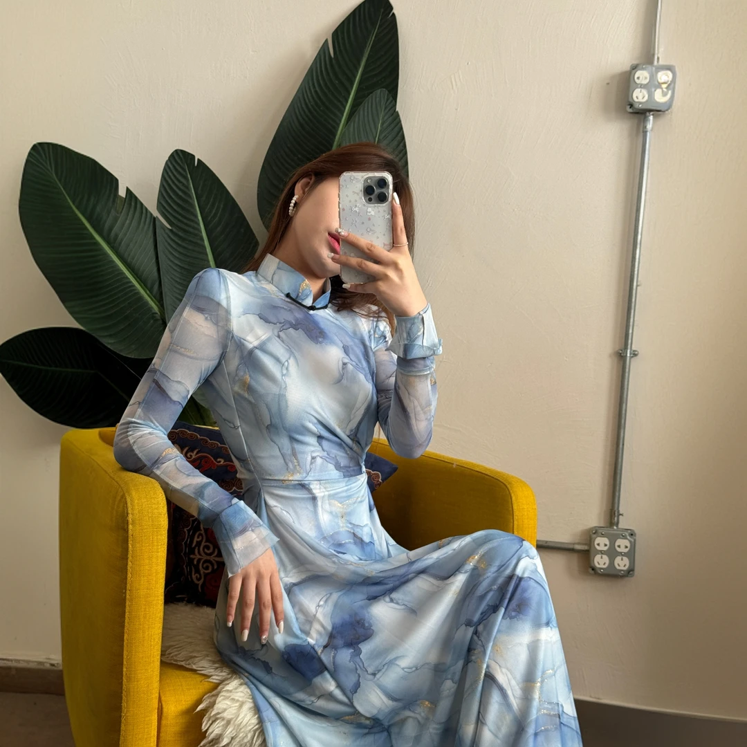 ANAR原创设计扎染蒙古袍子时尚百搭蒙古族袍子春夏款袍子